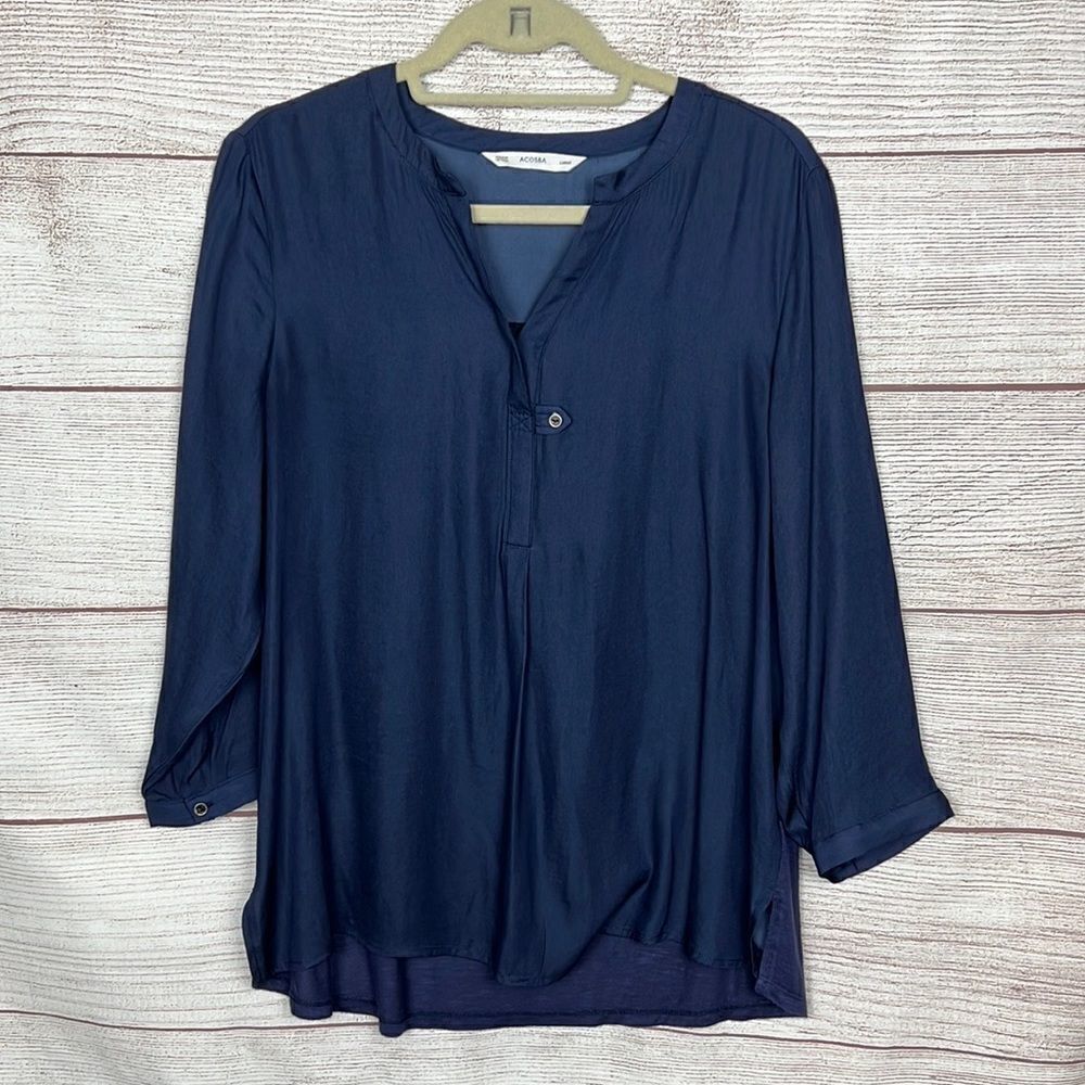 ACOS&A 3/4 length Blue Blouse Top